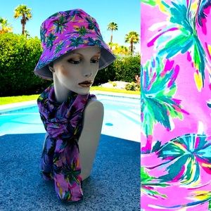 NWT Tropical BUCKET Hat & SCARF Resort Set O/S